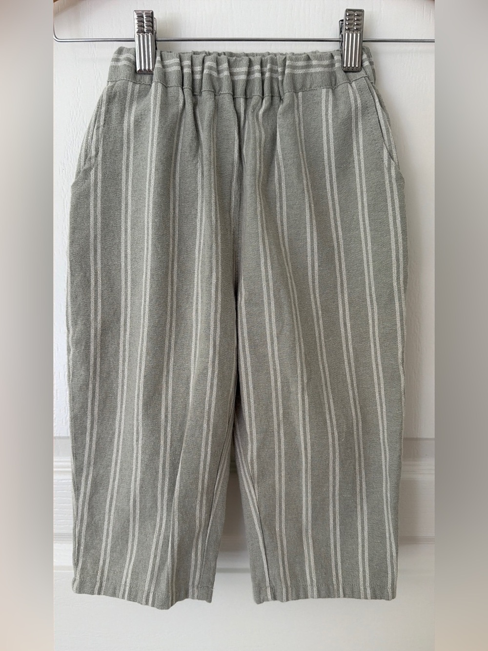 Rylee + Cru Kids Striped Linen Blend Pants Gray